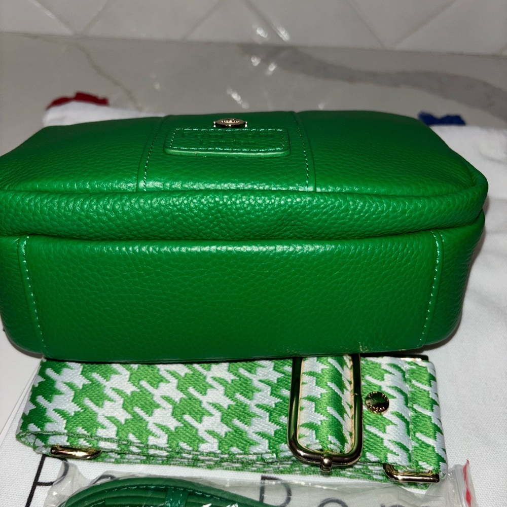 Pom Pom London Original Bag District Line Green houndstooth strap keychain NWT - Picture 10 of 11